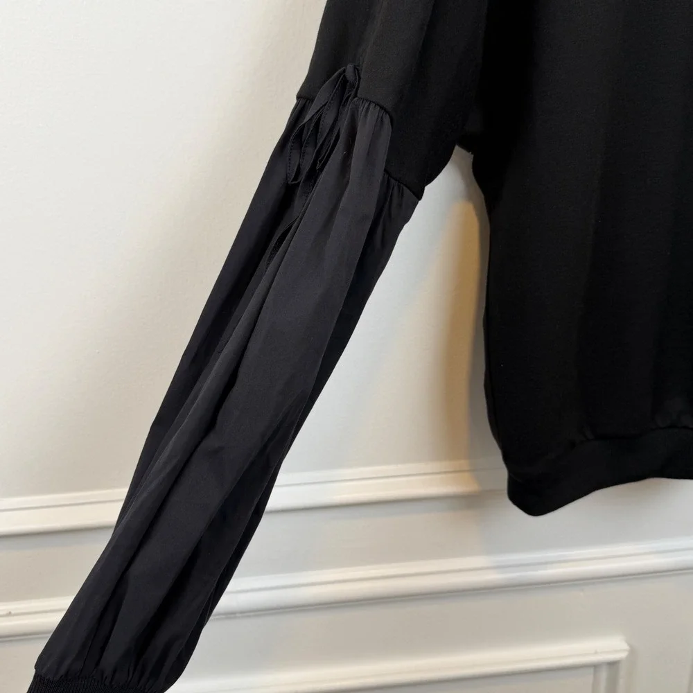 Forgotten‎ Grace Black Mixed Media Balloon Sleeve Sweatshirt SB574 Medium